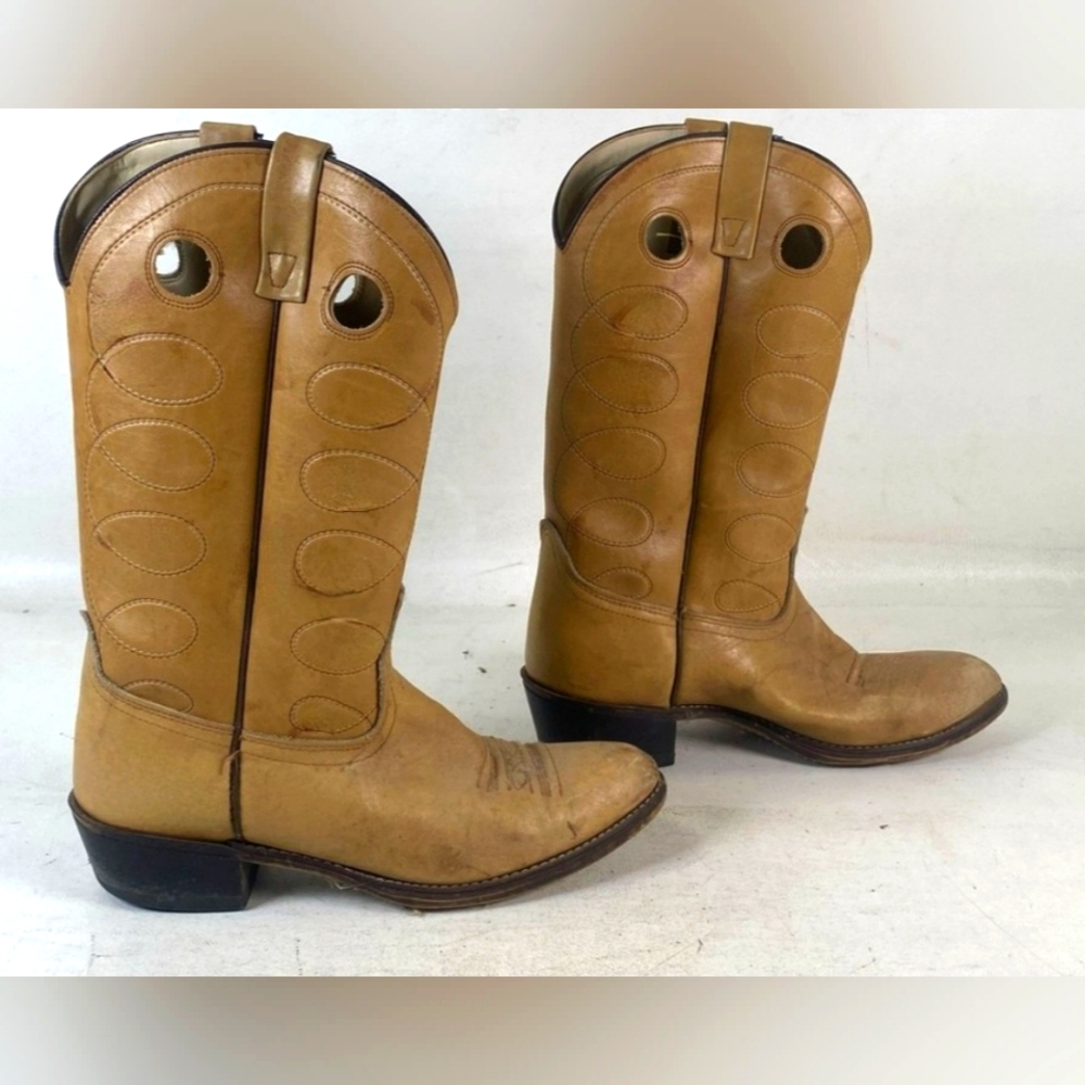 ACME Western Cowboy Tan Beige Boots Leather Rodeo Boots Men 11D
